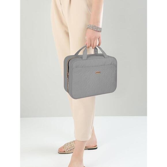 Gray Medium Hanging Travel Toiletry Bag Women Compartment Makeup Cosmetic - Picture 2 of 6